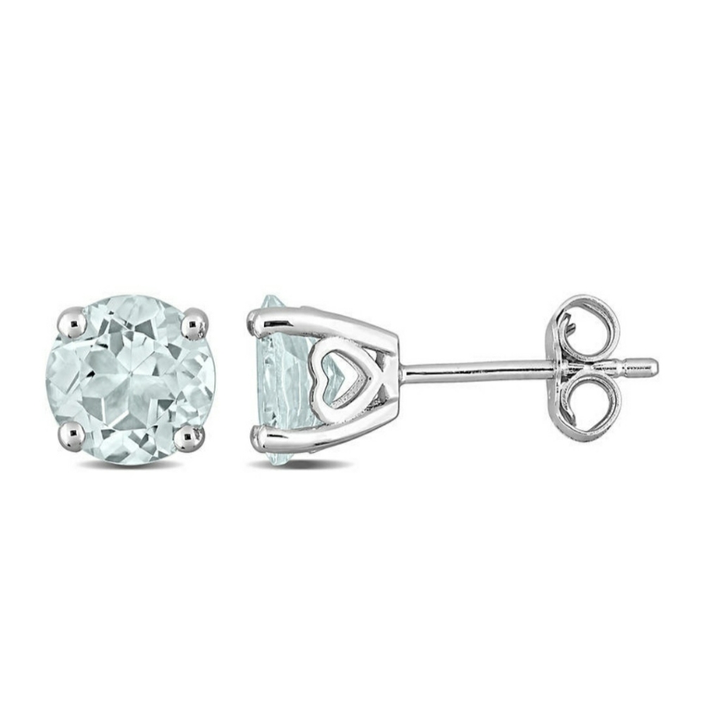 1.5 CT TGW White Aquamarine solitaire earrings in Sterling Silver